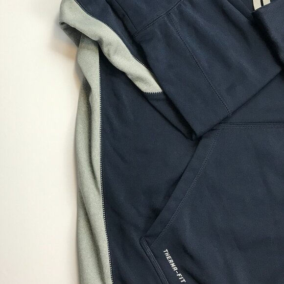 Nike Therma Fit Men Large Blue Gray Logo Long Sleeve Athletic Hoodie Pullover - Picture 4 of 7